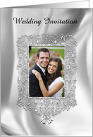 Silver Bells Jeweled Frame Photo Card, Wedding Invitation card