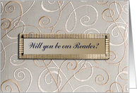 Will you be our Reader?, Tan Design card