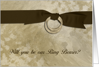 Will you be our Ring Bearer?, Nephew, Gold Rings on Ribbon card