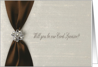 Cord Sponsor, Brown Satin Ribbon with Jewel card