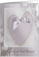 Lavender Heart with Bow, Cord Sponsor card