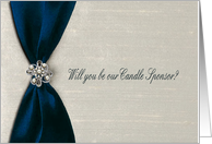 Blue Satin Ribbon with Jewel, Candle Sponsor card