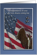 Congratulations, Air Force Commissioning, Stone Eagle, Flag & Planes card