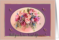 Cord Sponsor Request, Vase of Roses, Pink card