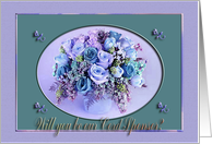 Cord Sponsor Request, Vase of Roses, Purple and Green card