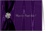 Principal Sponsor, Purple Satin Ribbon Look with Faux Jewel on Moire card