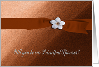 Principal Sponsor, Autumn Ribbon with Flower on Peach card