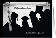 2024 Tassel on Scroll, Custom Text, Graduation Announcement, Silver card