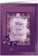 Cake Cutter, Plum Pink Rose Frame with Bow card