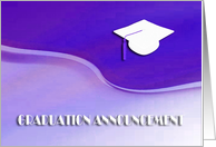 High School Graduation Announcement, White Cap on Purple Wave card