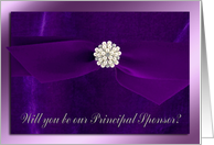 Purple Ribbon with Pearl Jewel, Principal Sponsor card
