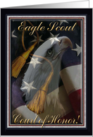 Eagle Profile with American Flag & Tassels, Eagle Scout Court of Honor card