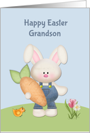 Cute Bunny with Carrot, Grandson, Easter Greeting card