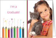 Colored Pencils, Child Graduation Photo Announcement card