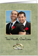 Two Gold Bands, Gay Wedding Photo Announcement card