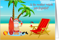 Tropical Santa on the Beach Christmas Greeting card