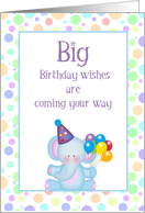Birthday Elephant with Balloons card