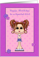 Cute Brunette Teen, Happy Birthday card