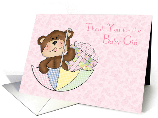Baby Bear, Girl, Umbrella, Pink Hearts Thank you for the... (1188508)