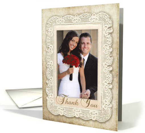 Vintage Lace and Damask, Thank You Photo card (1232096)