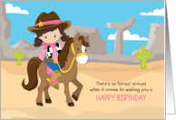 Cowgirl, Brunette, Horse, Desert card