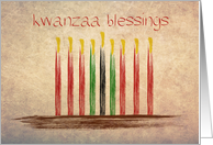 Watercolor Look Kinara, Kwanzaa Blessings card