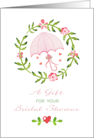 Floral Wreath with Umbrella, Gift for Bridal Shower card