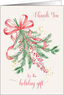 Thank You for Holiday Gift Seasonal Floral card