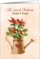 Christmas Poinsettia Watering Can with Heart Customize card