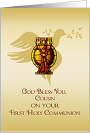 Cousin Congratulations First Communion Chalice Dove card