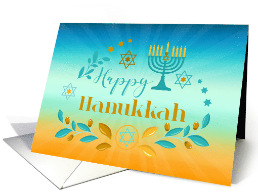 Hanukkah Symbols on Blue and Gold card (1492304)