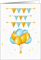 Save the Date - Banner & Balloons - Birthday Party card