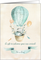 Gift for New Baby Boy - Bunny in Hot Air Balloon card