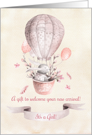 Gift for New Baby Girl - Bunny in Hot Air Balloon card