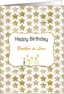 Personalize Birthday Gold Colored Stars and Candles Brother in Law card