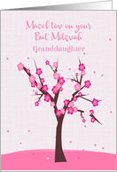 For Granddaughter Bat Mitzvah Pink Flowering Tree card