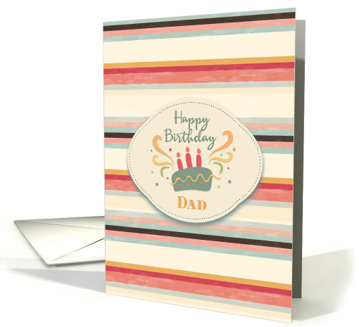 Birthday for Dad Masculine Stripes with Cake card (1538080)