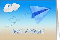 Bon Voyage Blue Paper Airplane card