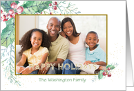 Watercolor Holly Springs Happy Holidays Photo card