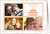 Customized Birthday Wish, Grandma, Peach Floral with Multiple Photos card