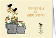 Daughter Birthday Prim Birds and Sunflowers card