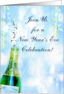 Blue Champagne New Years Invitation card