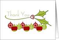 Holly, Ornaments Christmas Thank You card