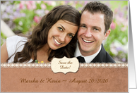 Mocha and Lace Save the Date Announcement Photo Card