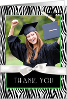Zebra Pattern, Green Graduation Thank You card