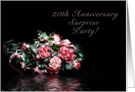 20th Wedding Anniversary Surprise Party, Bouquet of Flowers with Water Reflection card