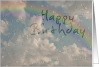 Happy Birthday, Raindrops on Window with Rainbow card
