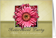 Retirement Party, Surprise Party Invitation- Pink Flower on Green and Tan Background card