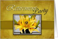 Retirement Party Invitation, Yellow Lily on Yellow Background card
