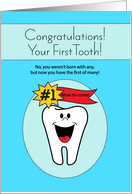 Baby Boy’s First Tooth Congratulations card